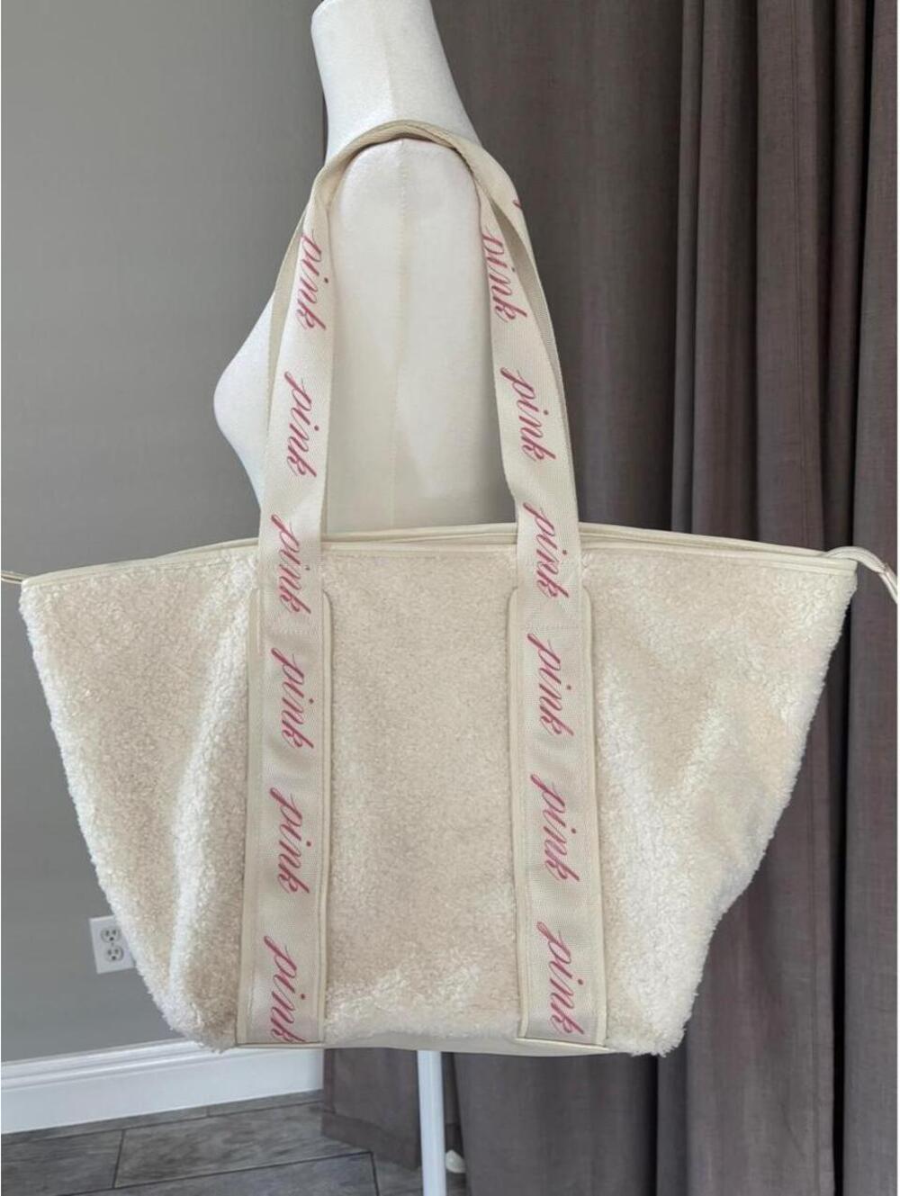 Victoria’s Secret PINK Cozy Plush Sherpa Tote Cream 2023